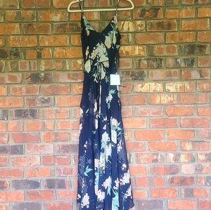 NWT Lulu's Blue Floral Maxi Dress